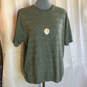 Diamond Pattern Knit Short Sleeve Sweater in XL